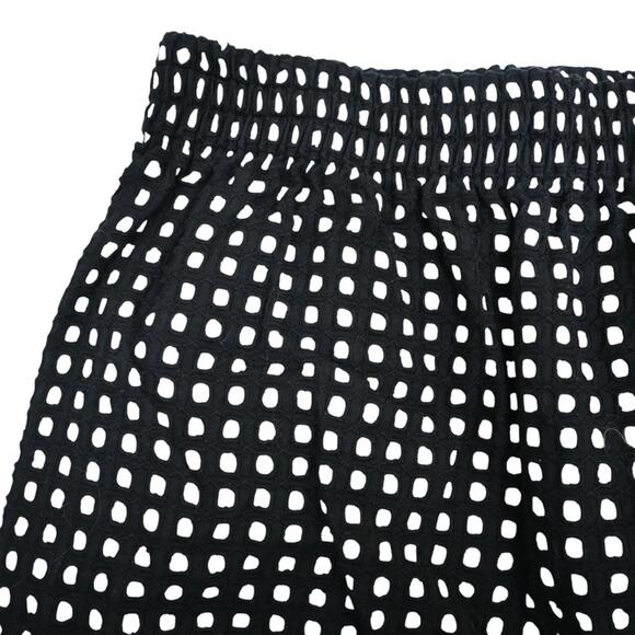LOFT Womens M Black White Eyelet A-Line Skirt - Picture 3 of 7